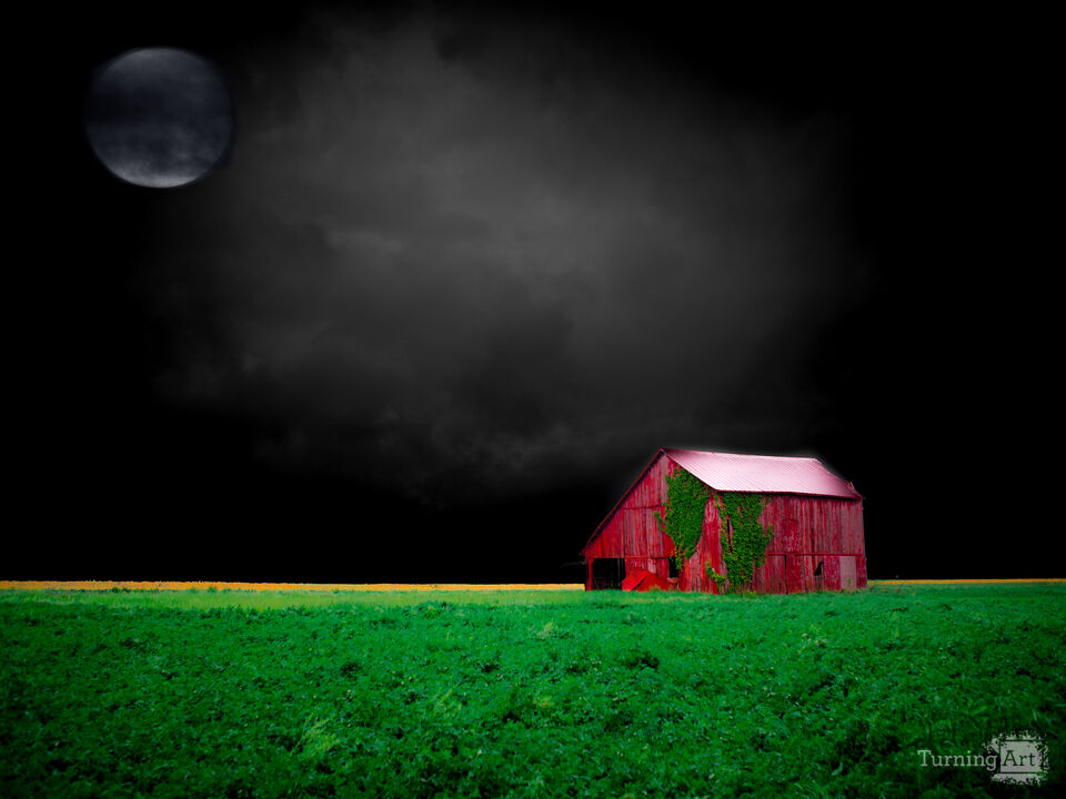 The Red Barn Under the Moon on Route 66