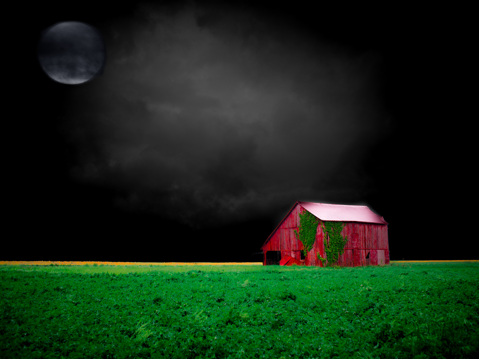 The Red Barn Under the Moon on Route 66
