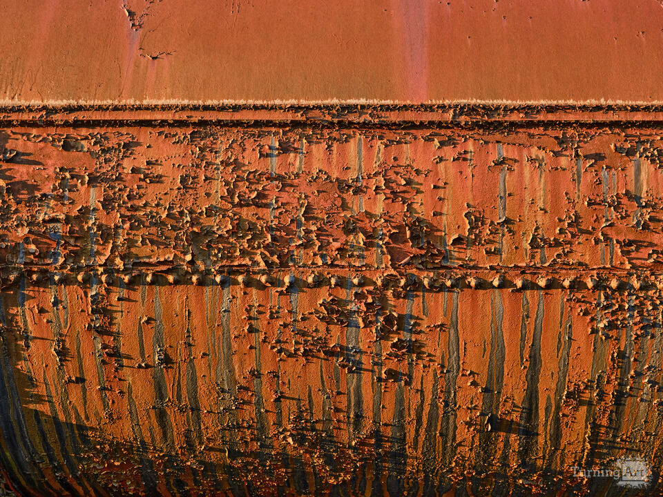 Sunset light, Orange Rust, Bolts, Peeling Paint