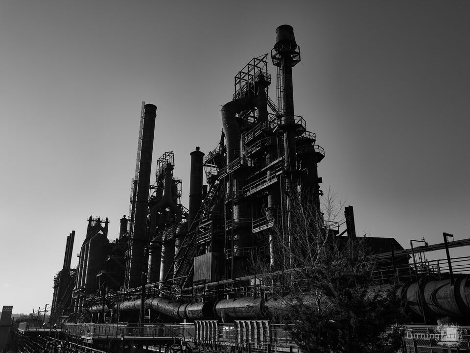 Imposing Black and White of Bethlehem Steelworks