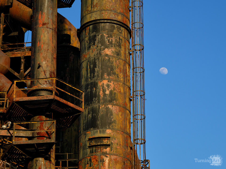Bethlehem Steel Smokestacks and Moonrise