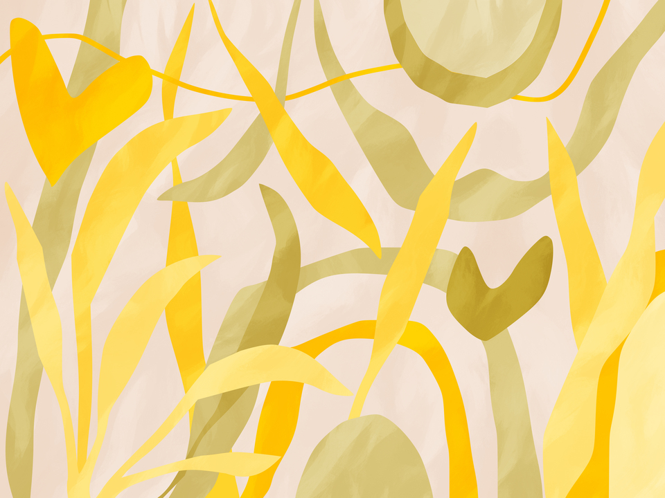 Playful Tropical Yellow Leaf Abstract
