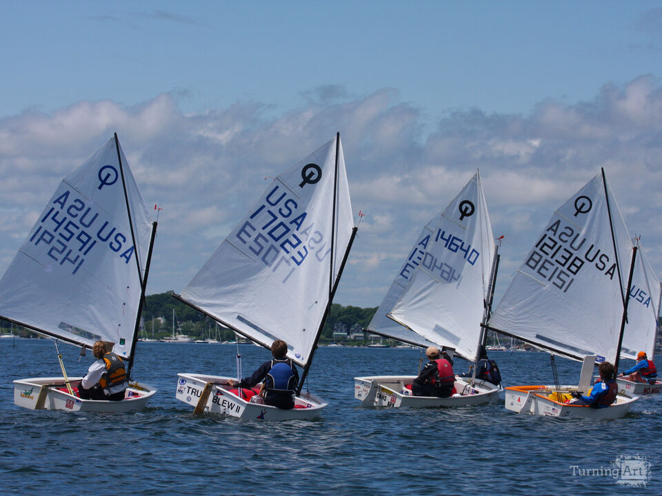 Optimists Racing in Newport Harbor
