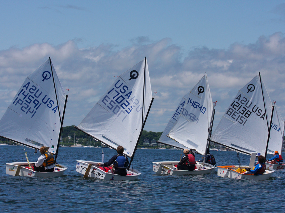Optimists Racing in Newport Harbor