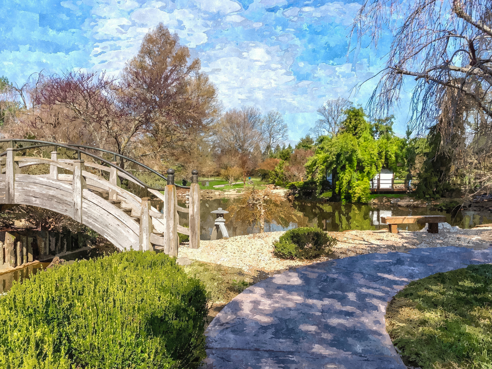 Watercolor Dreams At Moon Bridge Painterly