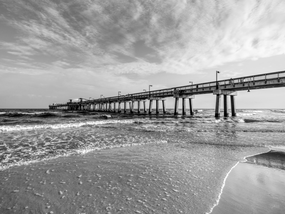 Rolling Waves Gulf State Park Pier Grayscale