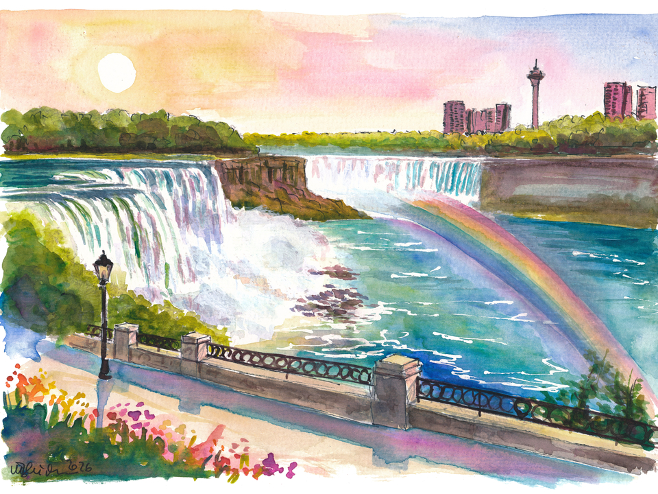 Niagara Falls Rainbow Travel Art