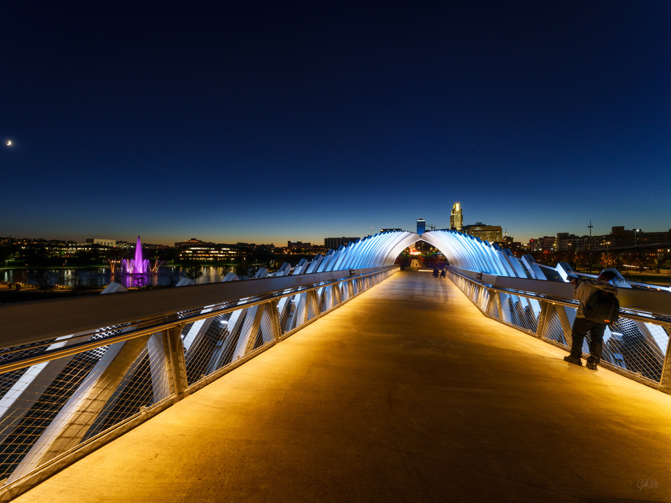Moonlight And City Lights Farnam Pier