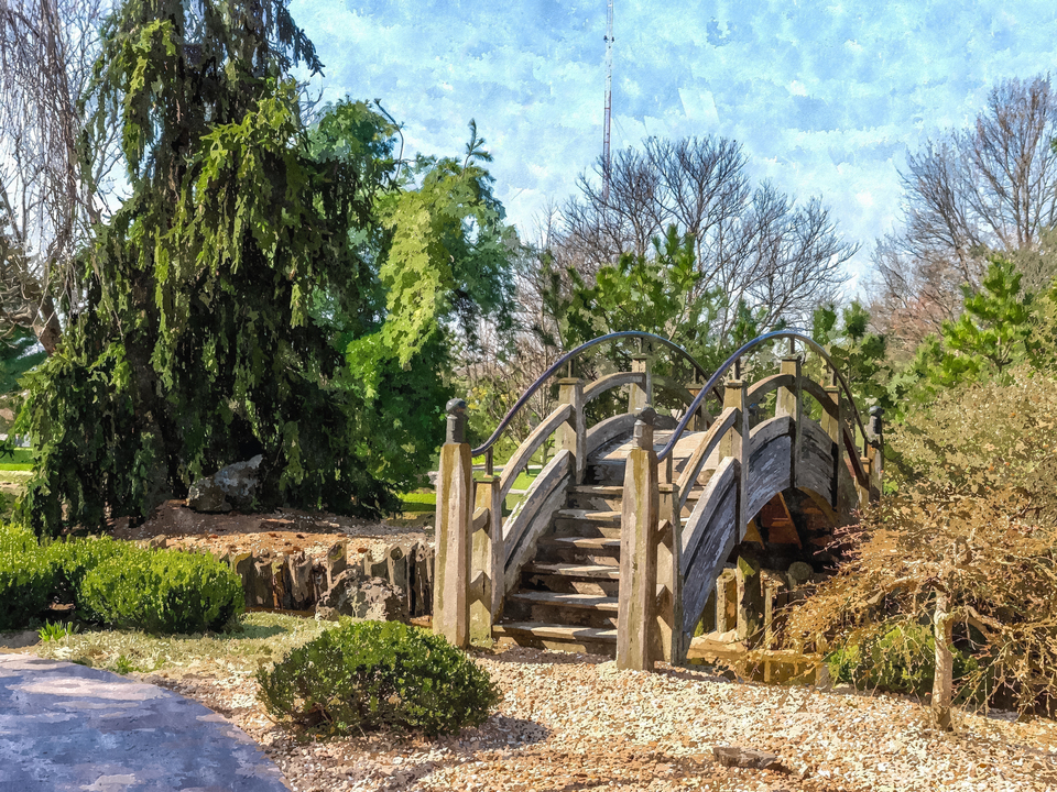 Steps Up The Moon Bridge In Spring