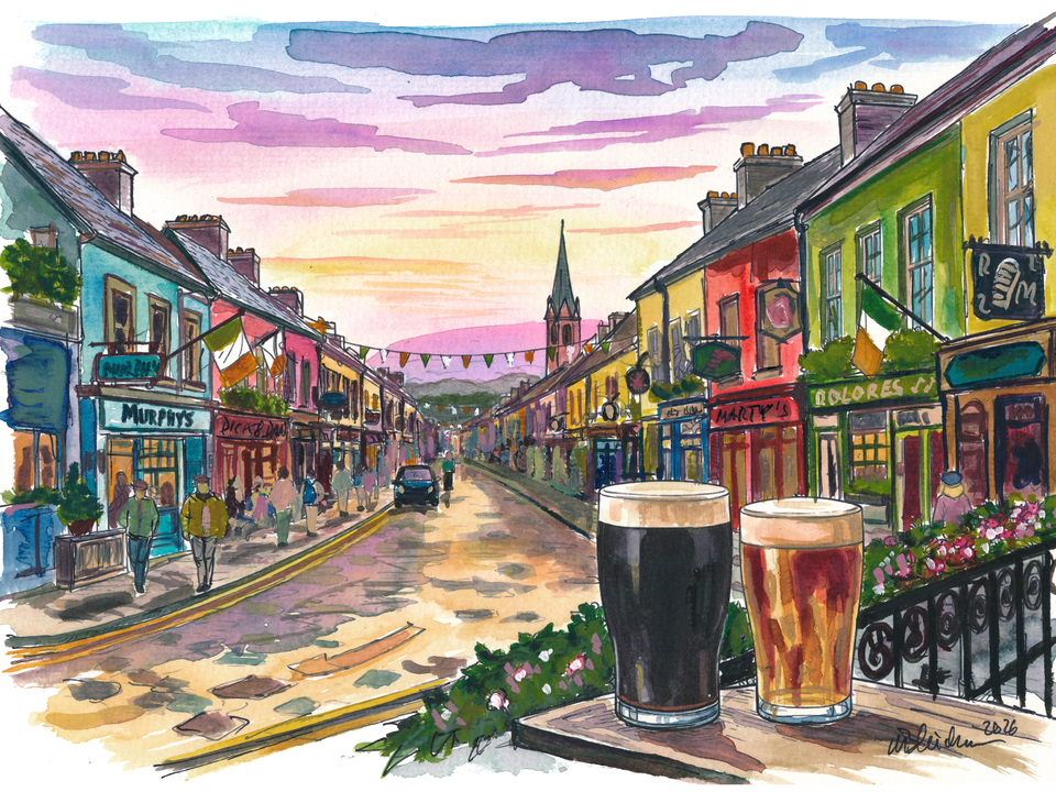 Dingle Ireland Colorful Main Street Pub Travel Art
