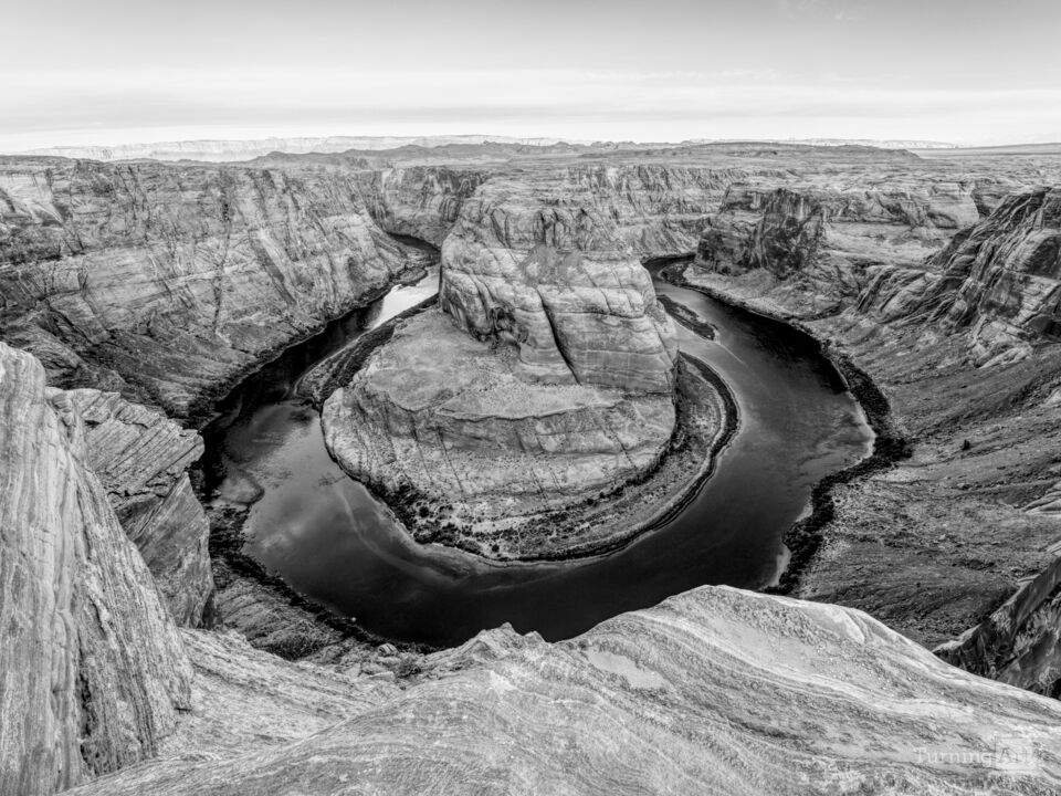 Morning Light Over Horseshoe Bend Grayscale