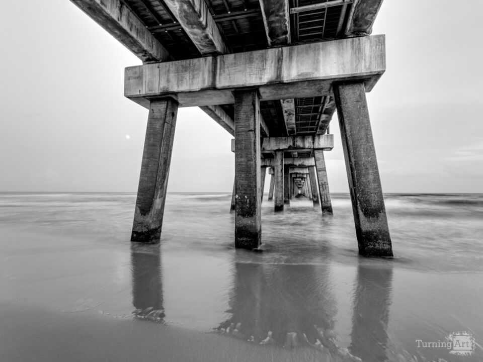 Smooth Waters And Moonlight Gulf Shores Grayscale