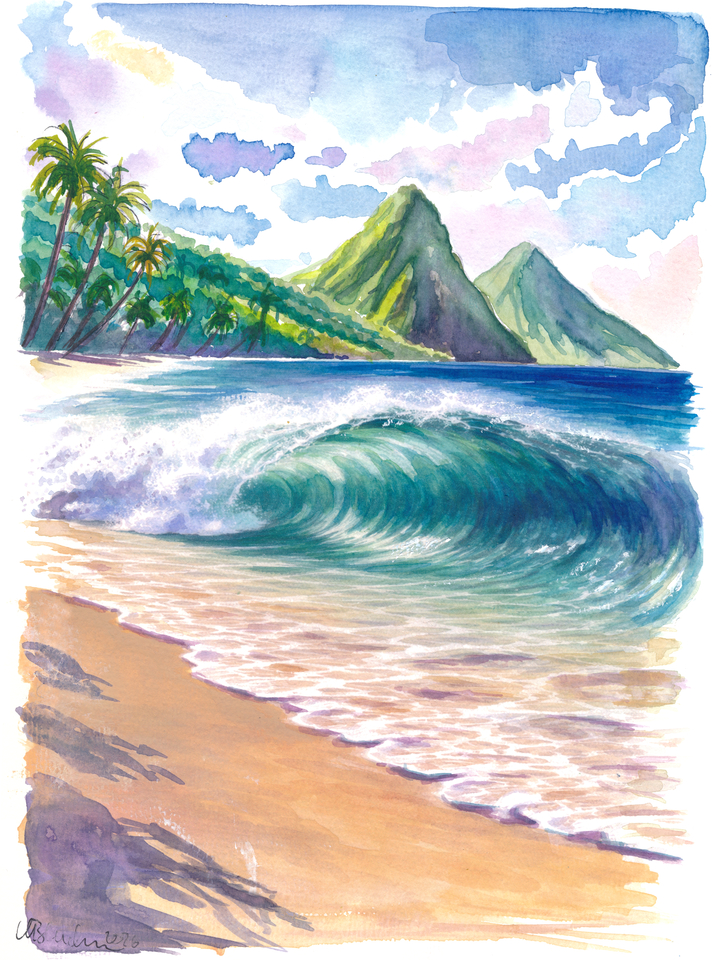 Caribbean Motion – Beach and Pitons, Saint Lucia