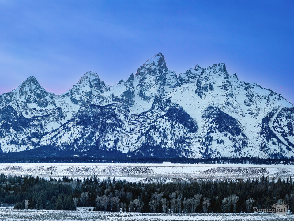 Winter Afterglow — Grand Teton Sunset Panorama 