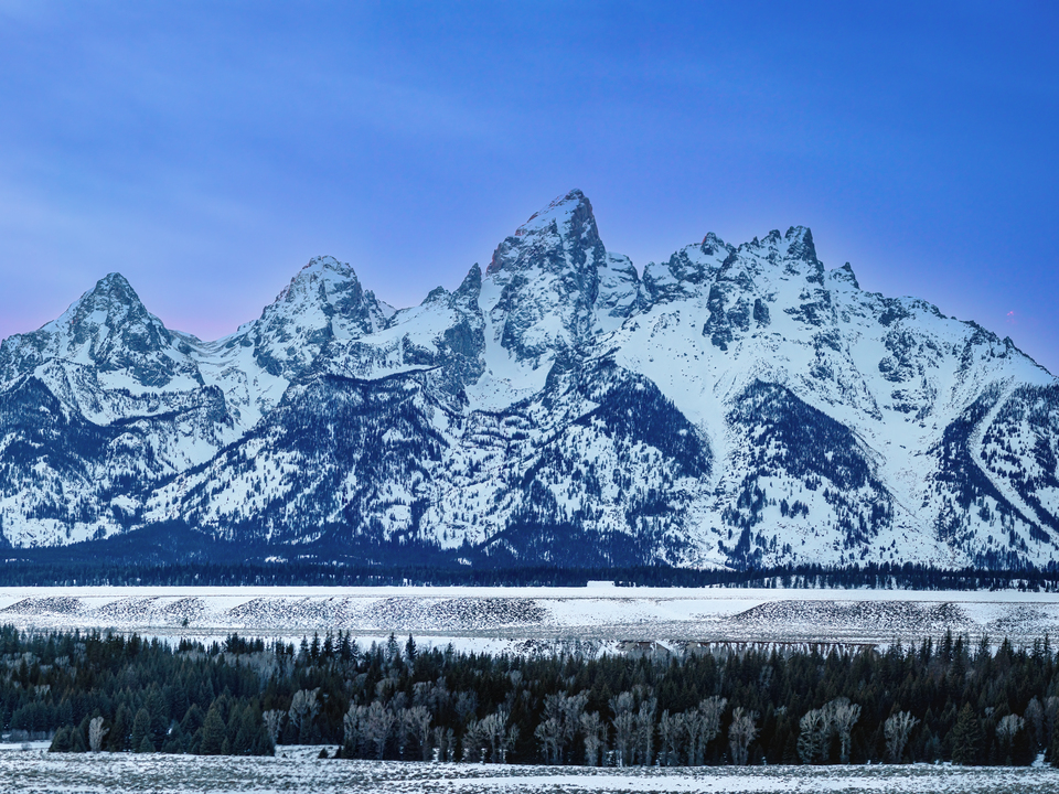 Winter Afterglow — Grand Teton Sunset Panorama 