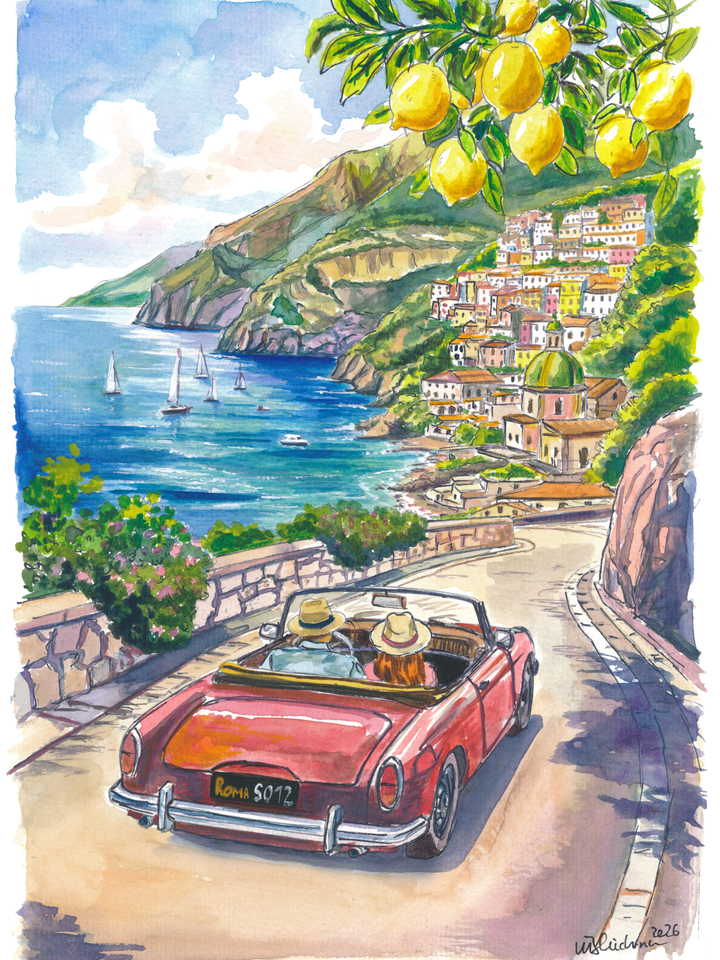 Cabrio on the Amalfi Coast – Positano Light and Sea