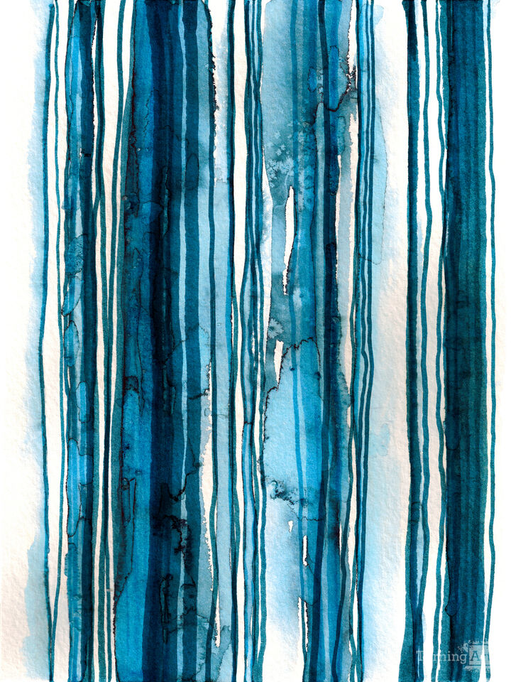 WABI SABI 1/3 BLUE - WATERCOLOR LINES