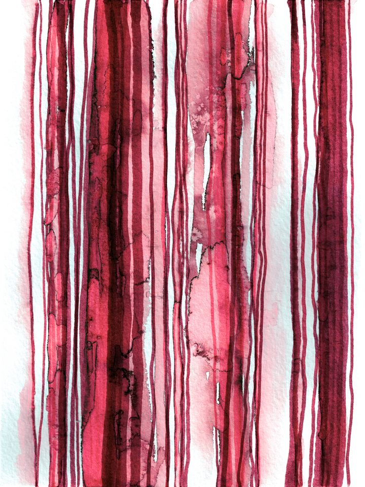 WABI SABI 1/3 HOT PINK ROSE - WATERCOLOR LINES