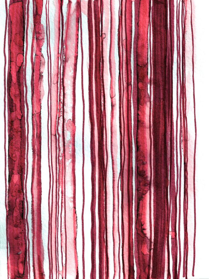 WABI SABI 3/3 HOT PINK ROSE - WATERCOLOR LINES