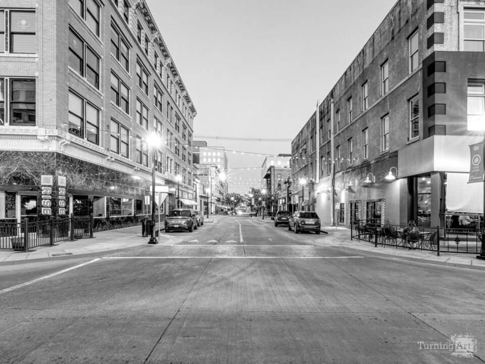 Night Lights Route 66 Springfield Missouri Grayscale