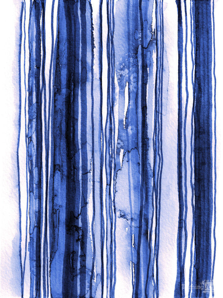 WABI SABI 1/3 INDIGO BLUE - WATERCOLOR LINES
