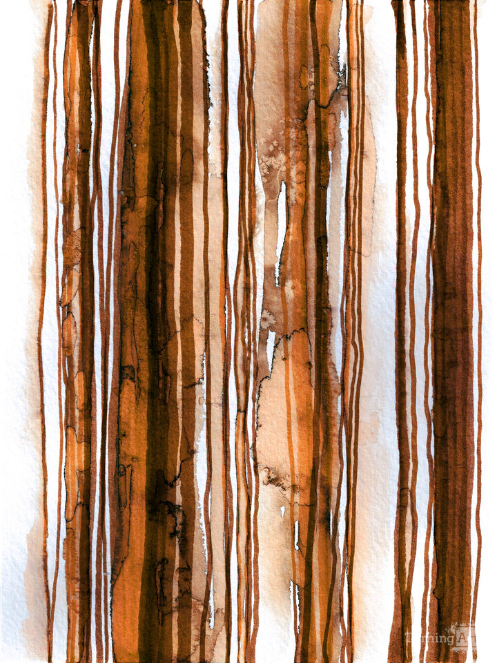 WABI SABI 1/3 ORANGE RUST BROWN - WATERCOLOR LINES