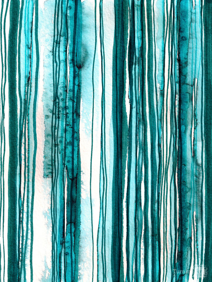 WABI SABI 2/3 AQUA TEAL BLUE - WATERCOLOR LINES