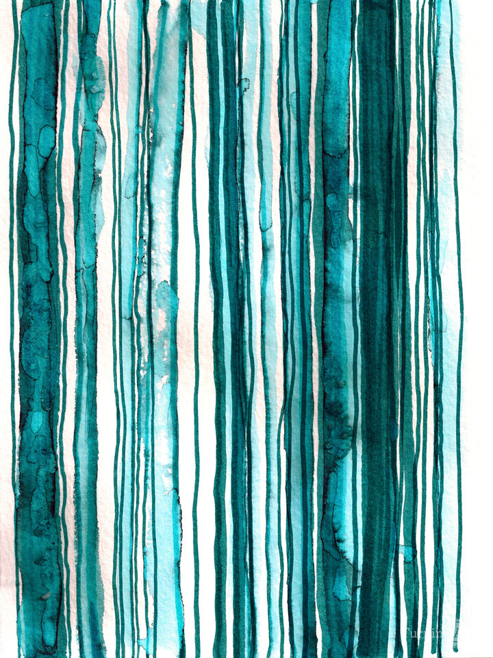 WABI SABI 3/3 AQUA TEAL BLUE - WATERCOLOR LINES