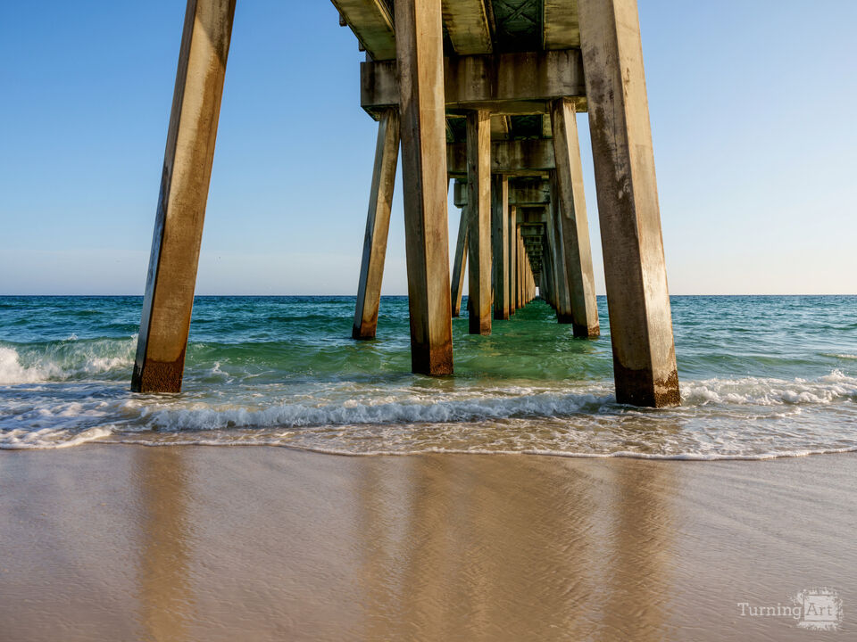 MB Miller Pier Reflection On Wet Sand