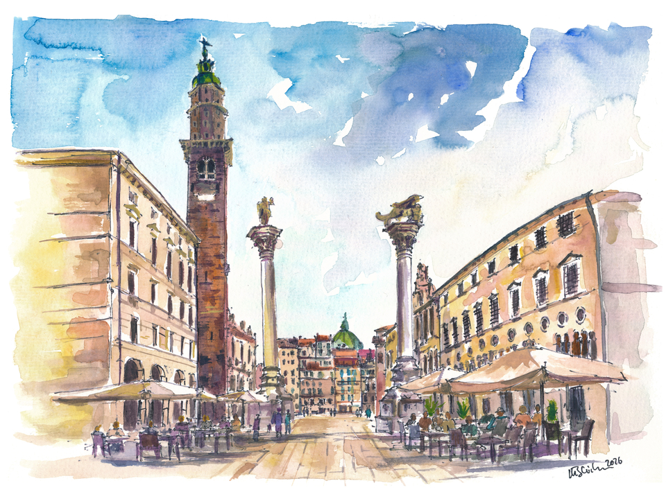 Vicenza Piazza dei Signori Afternoon Scene