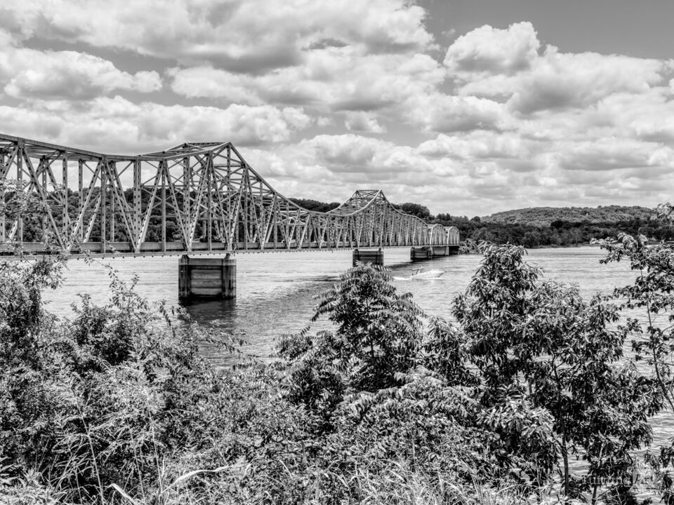 Boating By Kimberling City Bridge Grayscale