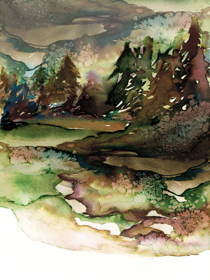 NEVER LEAVE THE PATH 1 - ABSTRACT FOREST WATERCOLOR PAINTING