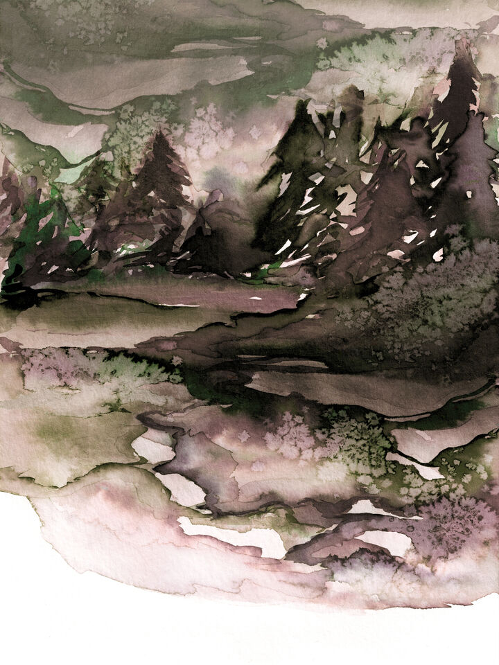 NEVER LEAVE THE PATH 2 - ABSTRACT FOREST WATERCOLOR PAINTING