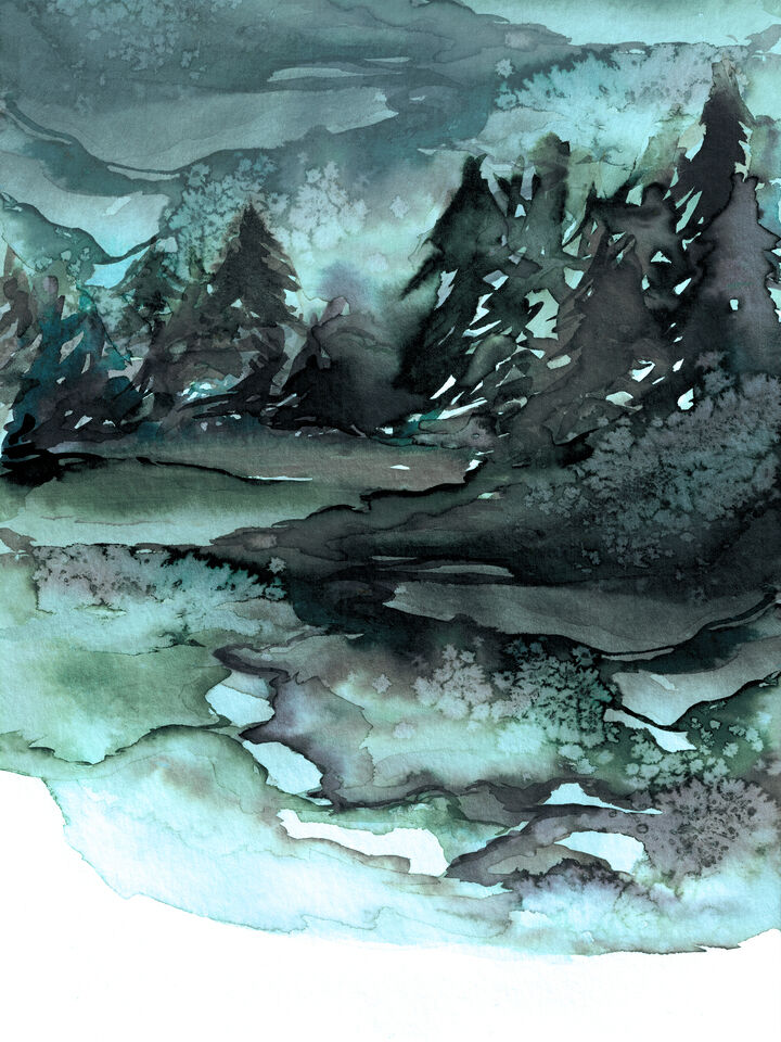 NEVER LEAVE THE PATH 3 - ABSTRACT FOREST WATERCOLOR PAINTING