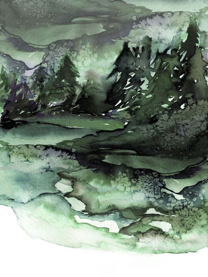 NEVER LEAVE THE PATH 4 - ABSTRACT FOREST WATERCOLOR PAINTING