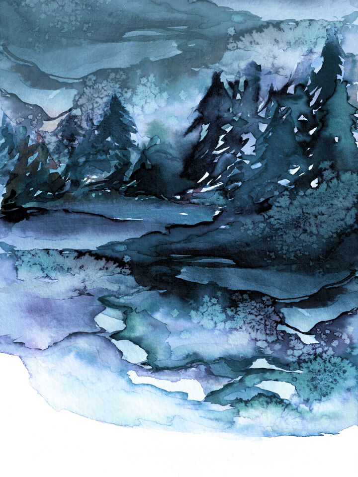 NEVER LEAVE THE PATH 5 - ABSTRACT FOREST WATERCOLOR PAINTING