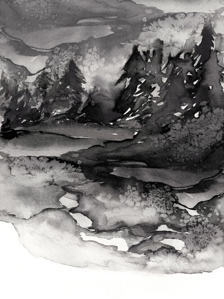 NEVER LEAVE THE PATH 7 - ABSTRACT FOREST WATERCOLOR PAINTING