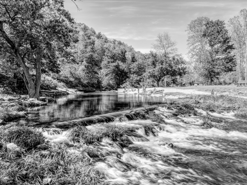 Roaring River Falls Grayscale