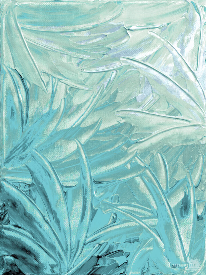 WATER FLOWERS 5 PASTEL AQUA BLUE - ABSTRACT PAINTING