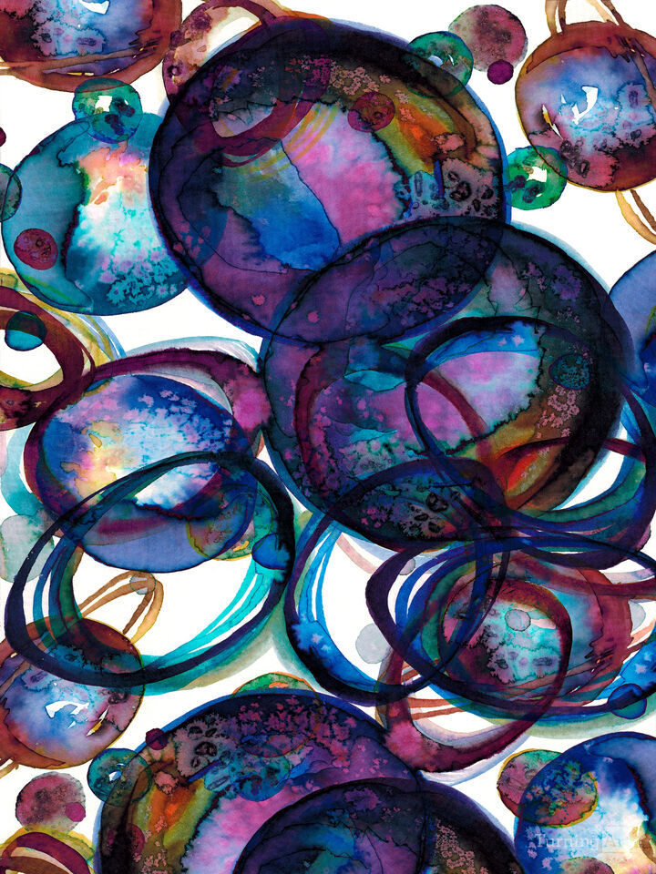 WORLDS COLLIDE 1 - ABSTRACT COLORFUL SHAPES PAINTING