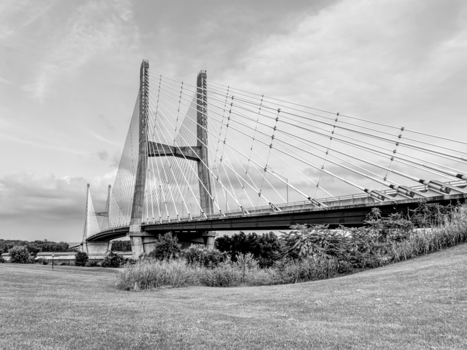Evening Clouds Bill Emerson Bridge Grayscale