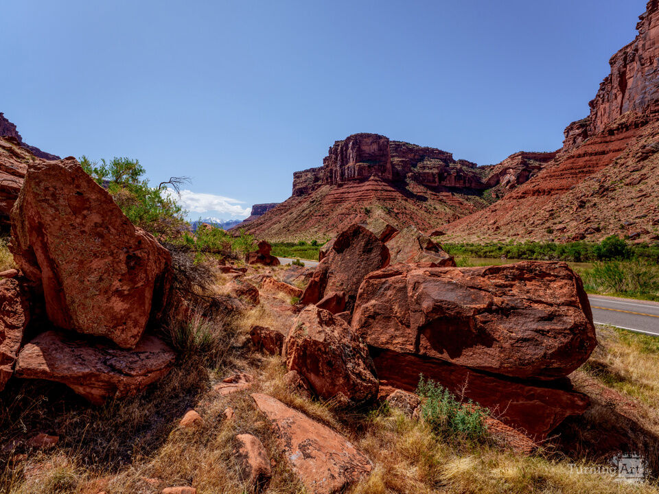 La Sal Mountains Beyond The Boulders