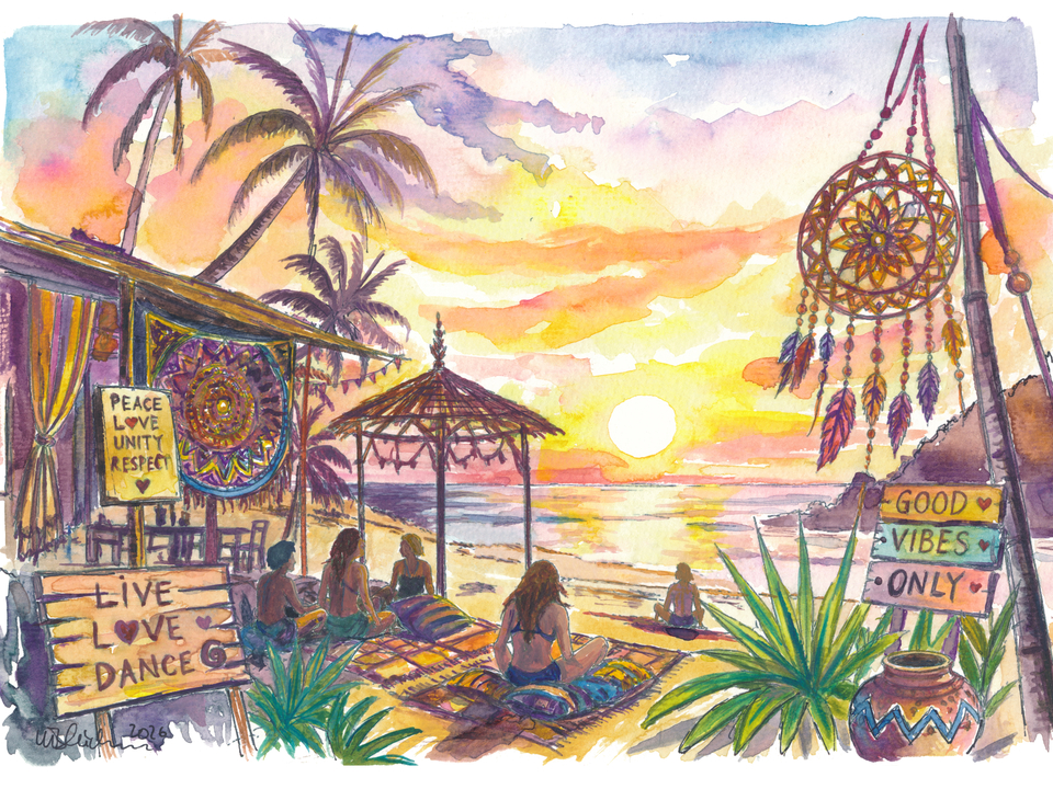 Sunset Serenity on Goa Shores With Lovers and Yoga