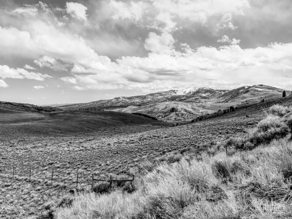 Hogan Pass Overlook Mountains Grayscale