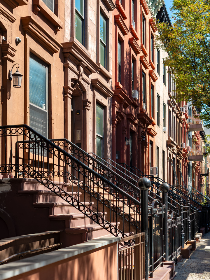 Traditional brownstone houses