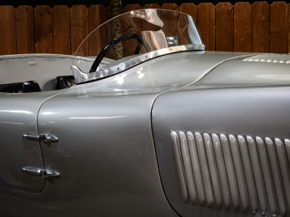 Automotive Art - 1957 Silver Jaguar Convertible