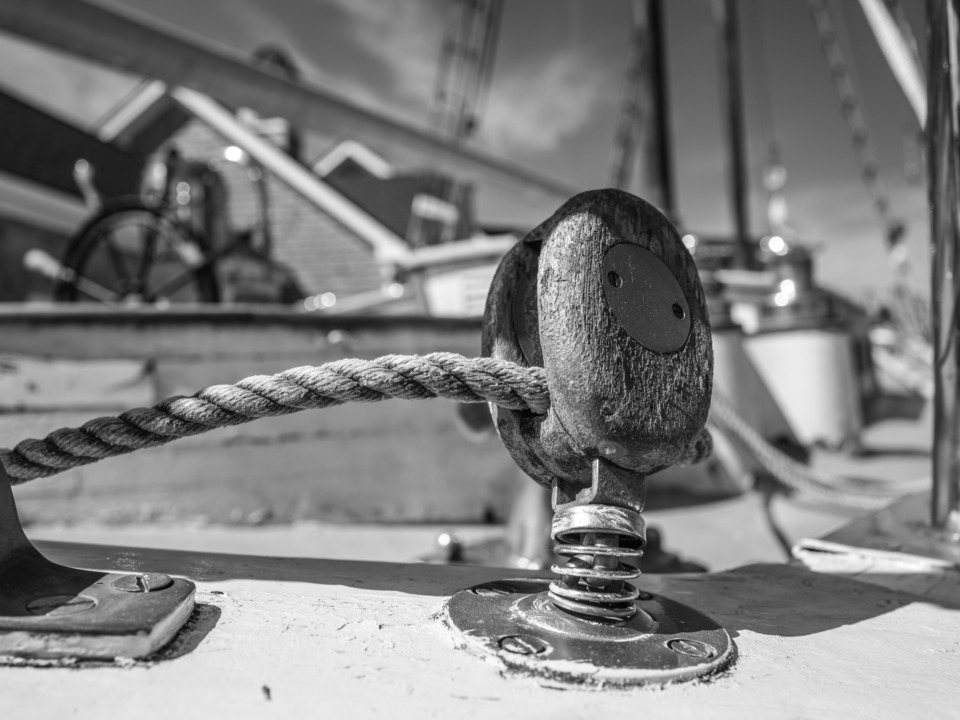 Black & White of Yacht Rigging