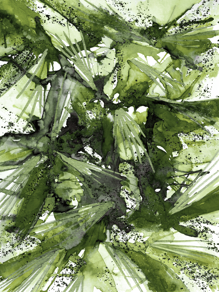 BIRDS OF PREY GREEN - ABSTRACT ORGANIC WATERCOLOR PAINTING