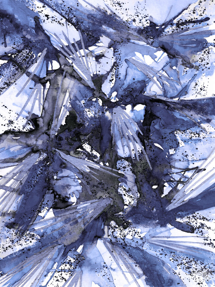 BIRDS OF PREY PERIWINKLE - ABSTRACT ORGANIC WATERCOLOR PAINTING