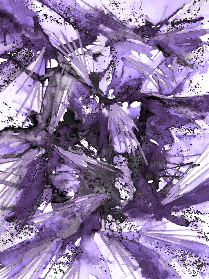 BIRDS OF PREY PURPLE - ABSTRACT ORGANIC WATERCOLOR PAINTING